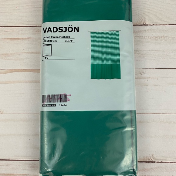 IKEA VADSJON Shower Curtain Green and White 71"x 71" Shower Bathroom Tub - Picture 5 of 6